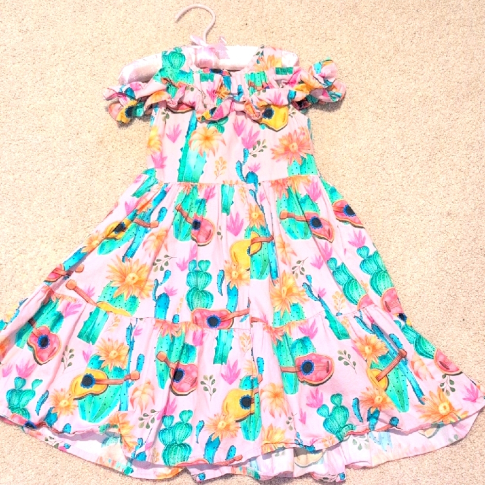 Eirene Kids Floral Cactus Guitars Dress Size 5-6